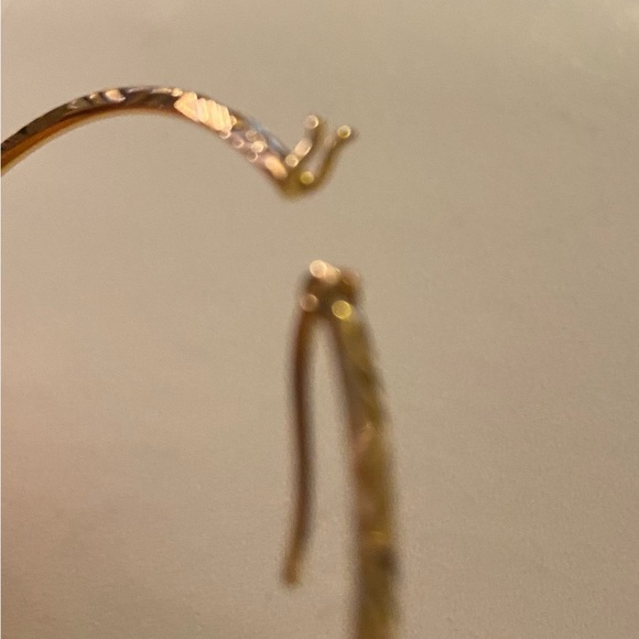 NEW/Never Worn - 3 inch, etched, lightweight, hoop earrings. 18k over brass. - Picture 3 of 6